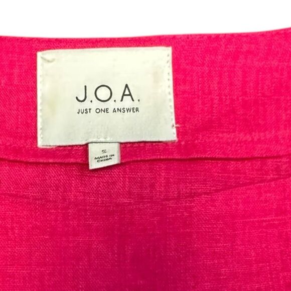 J.O.A. (JUST ONE ANWSER) FOR ANTHROPOLOGIE Women’s Hot Pink Puff Sleeve Blouse S - Picture 3 of 4